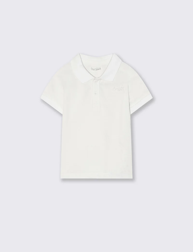 Polo in piquet con ricamo sul cuore - Bianco