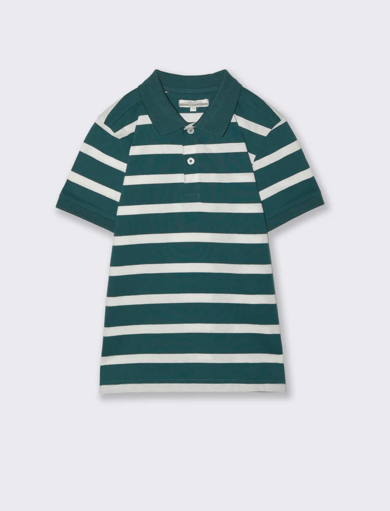 Polo mezza manica a righe in cotone - Verde