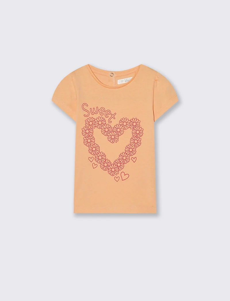 T-shirt girocollo manica corta con stampa - Pesca