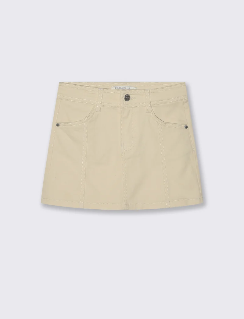 Gonna elastica con tasche e pinces - Beige