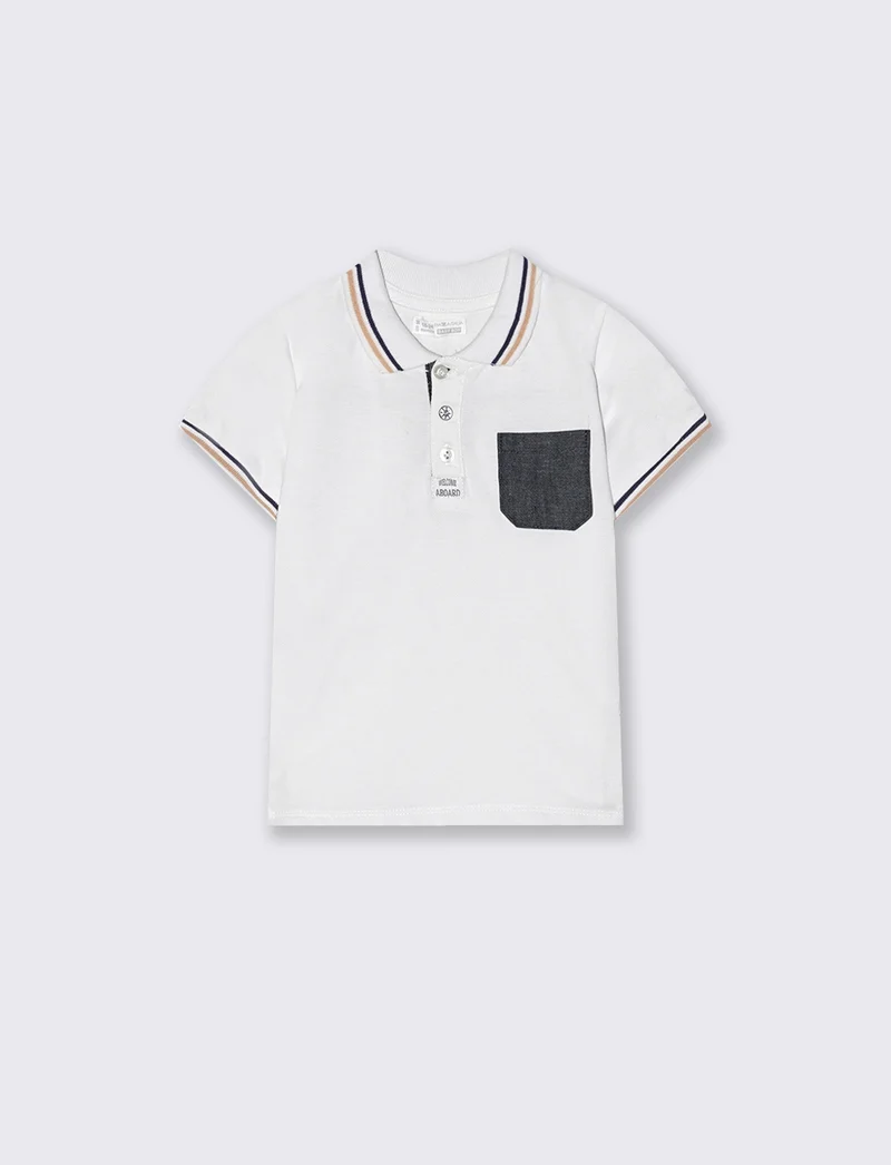 Polo a contrasto con taschino trendy - Bianco
