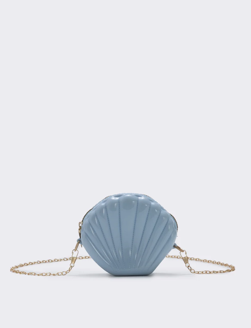 Borsetta conchiglia in PVC per bambina - Blu chiaro