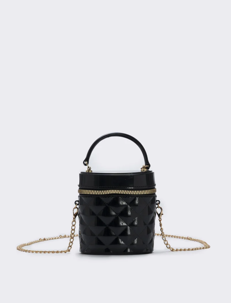 Borsetta bauletto bambina trapuntato PVC - Nero