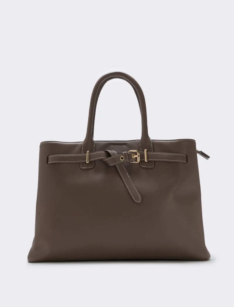 Borsa con fibbia e cinturino elegante - Grigio fango