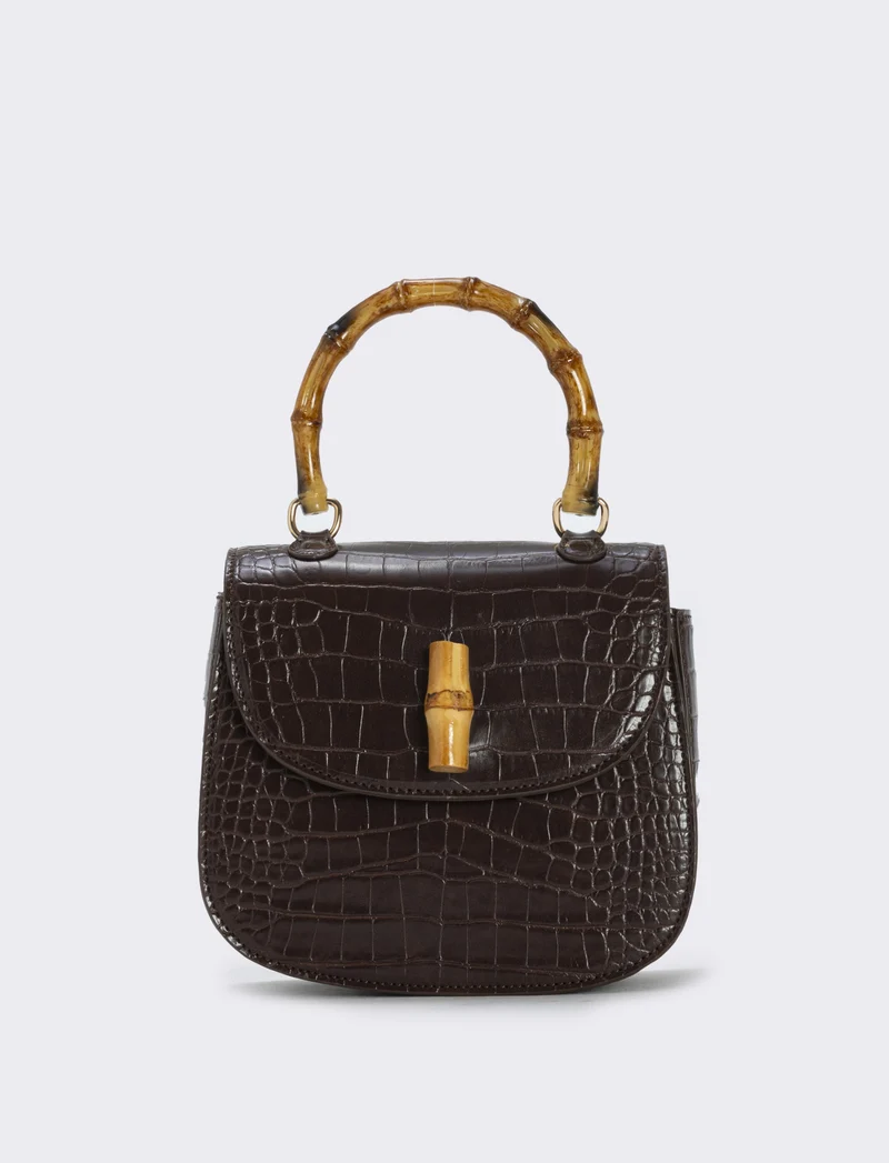 Borsa bamboo con stampa cocco elegante - Moro
