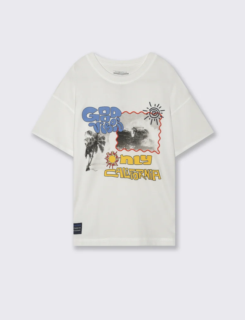 T-shirt loose mezza manica estiva - Bianco