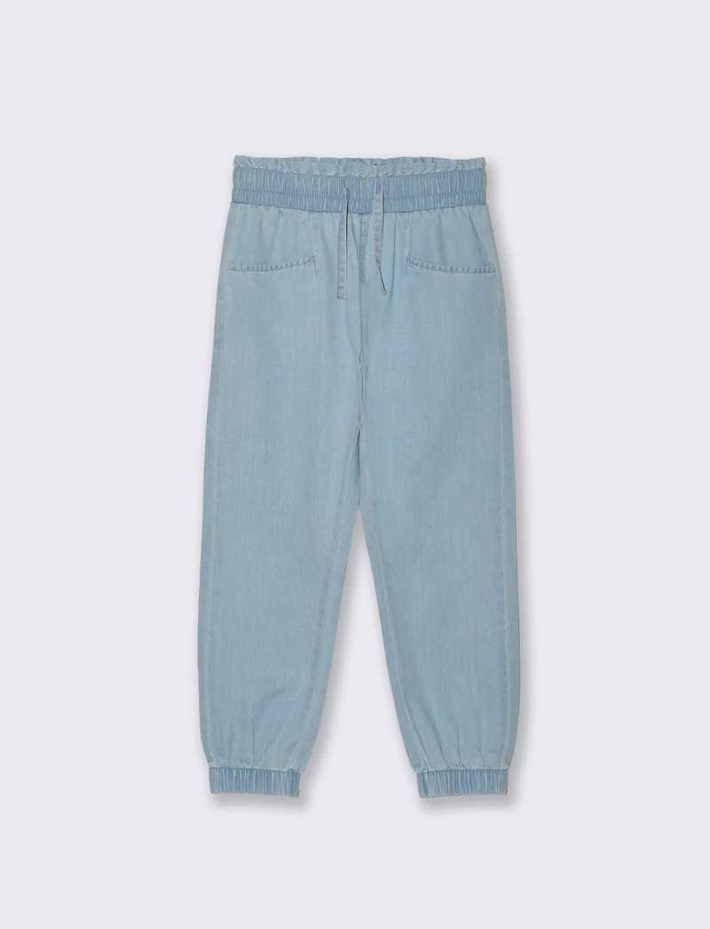Jogger lungo in chambray con tasche - Denim chiaro