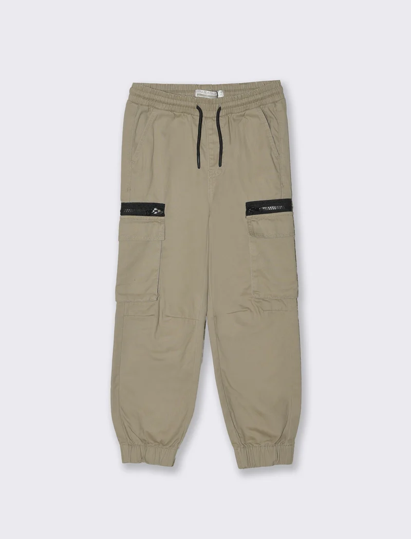 Pantaloni Jogger in Cotone con Coulisse - Beige