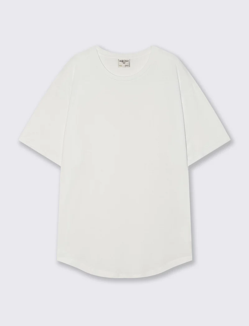 T-shirt girocollo loose fit con fondo stondato - Bianco