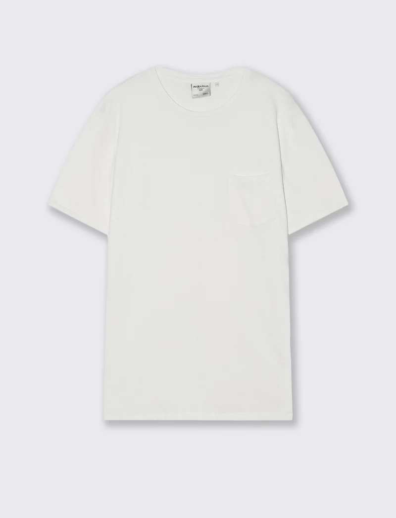 T-shirt basic con tasca e maniche corte - Bianco