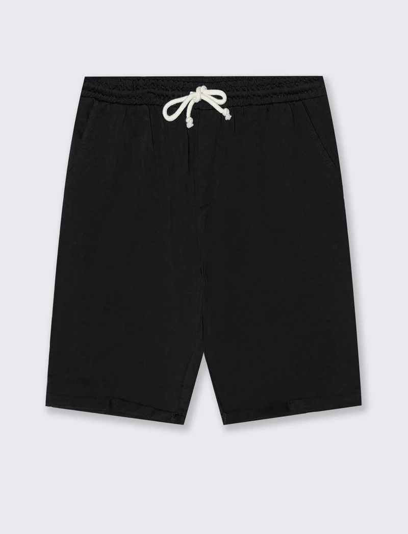 Bermuda in felpa con vita jogger - Nero