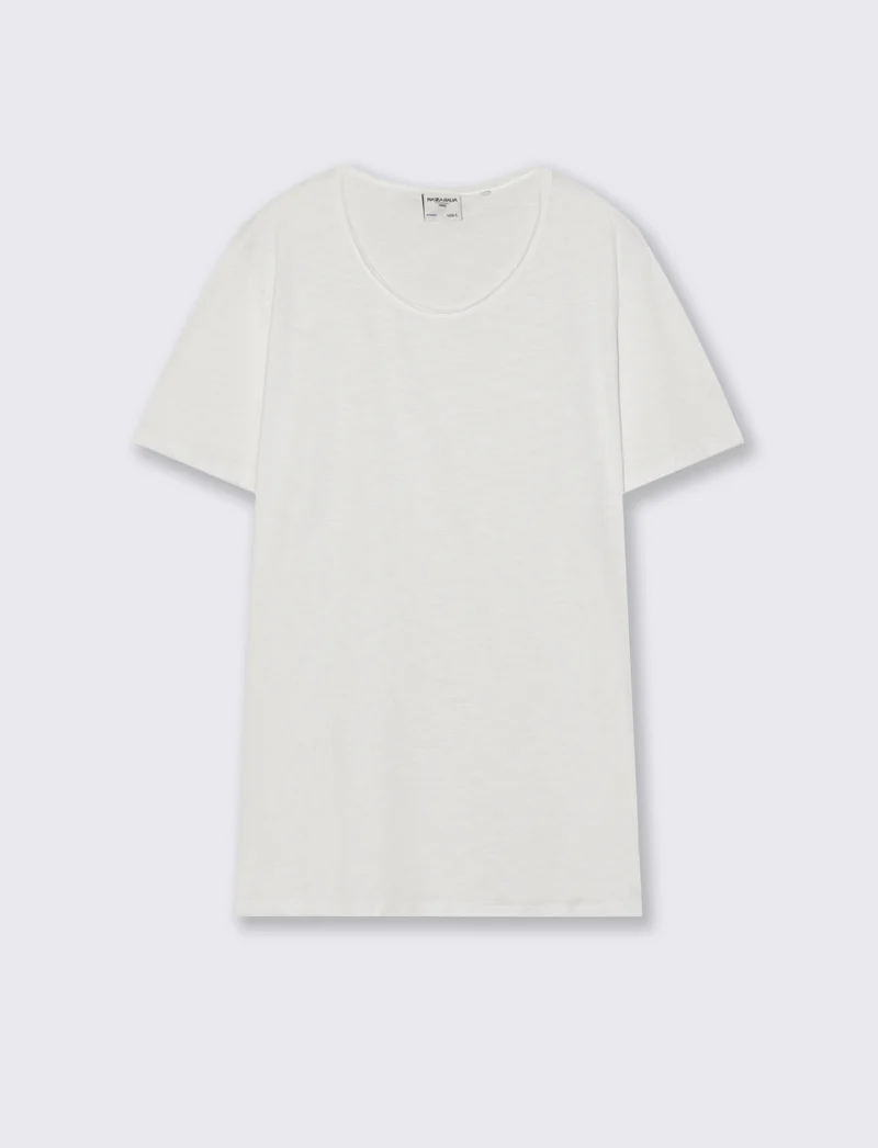 T-shirt girocollo cotone slub regular fit - Bianco