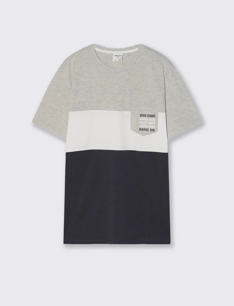 T-shirt a fasce con taschino petto - Avion