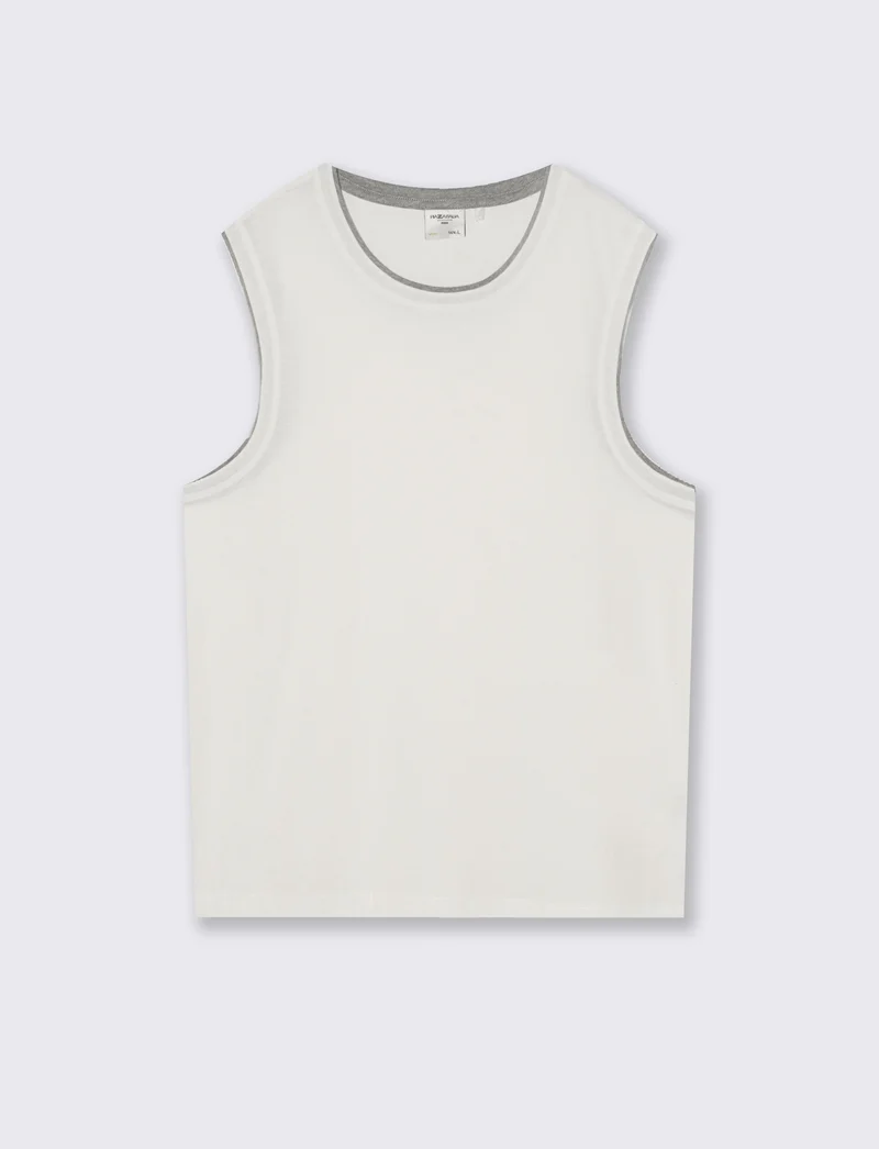 T-shirt senza maniche finto doppio capo - Bianco