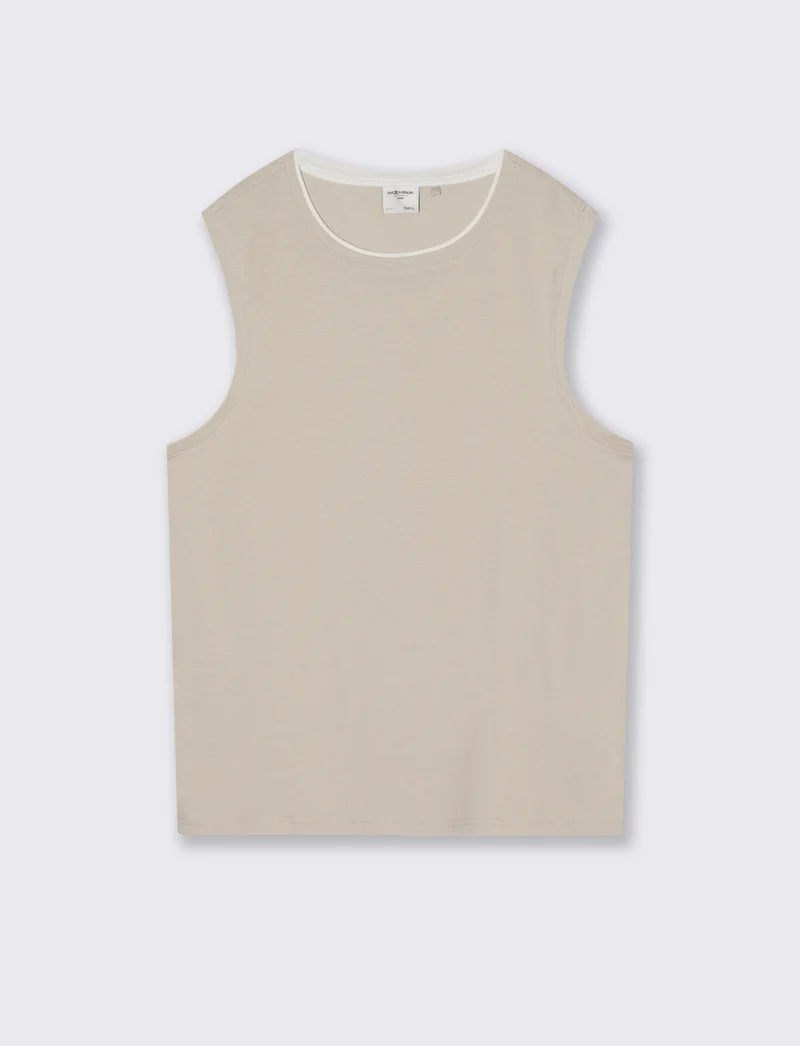 T-shirt senza maniche finto doppio capo - Grigio ghiaccio