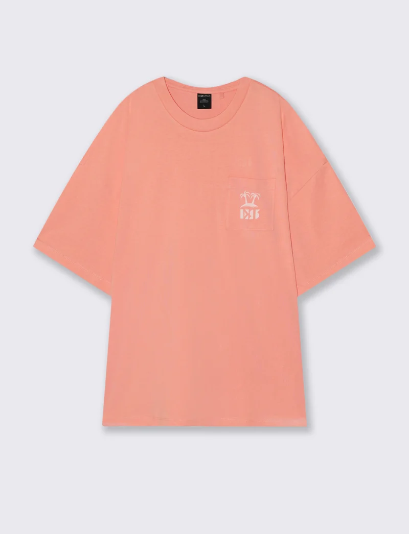 T-shirt Boxy Fit Super Soft con Stampa - Pesca