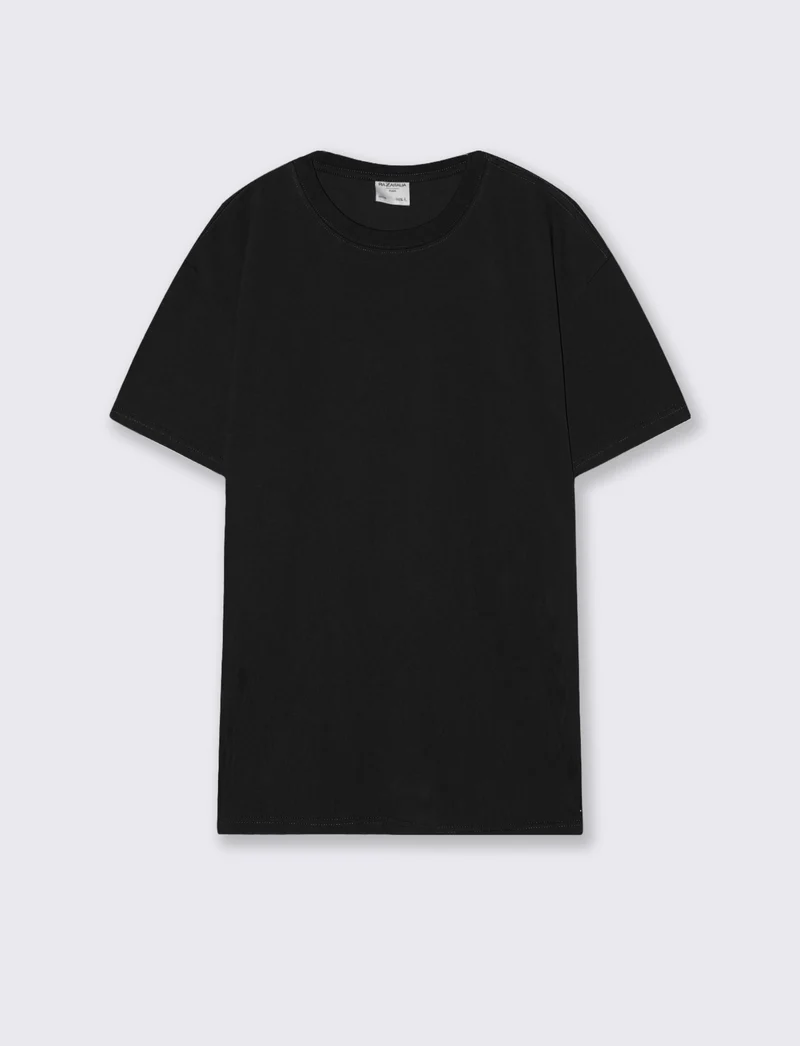 T-shirt girocollo in tessuto premium - Nero