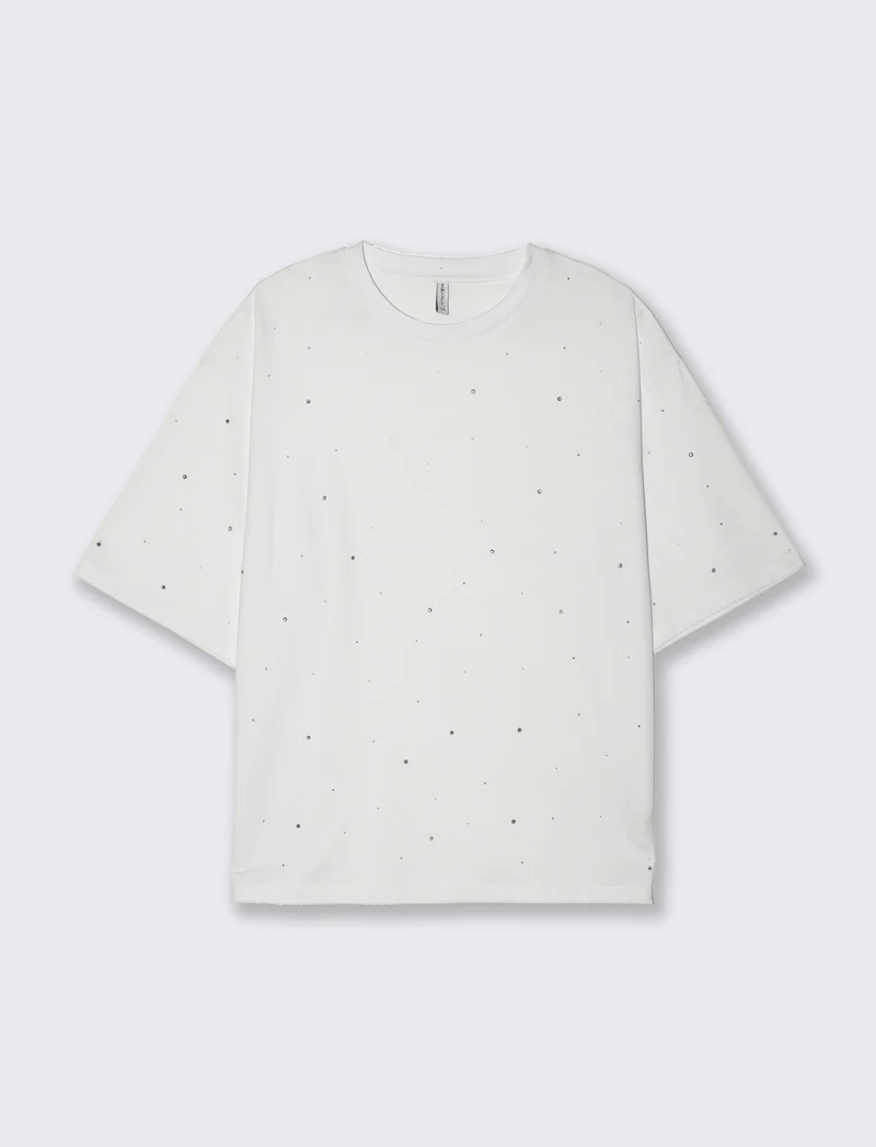 T-shirt con applicazioni da donna - Bianco