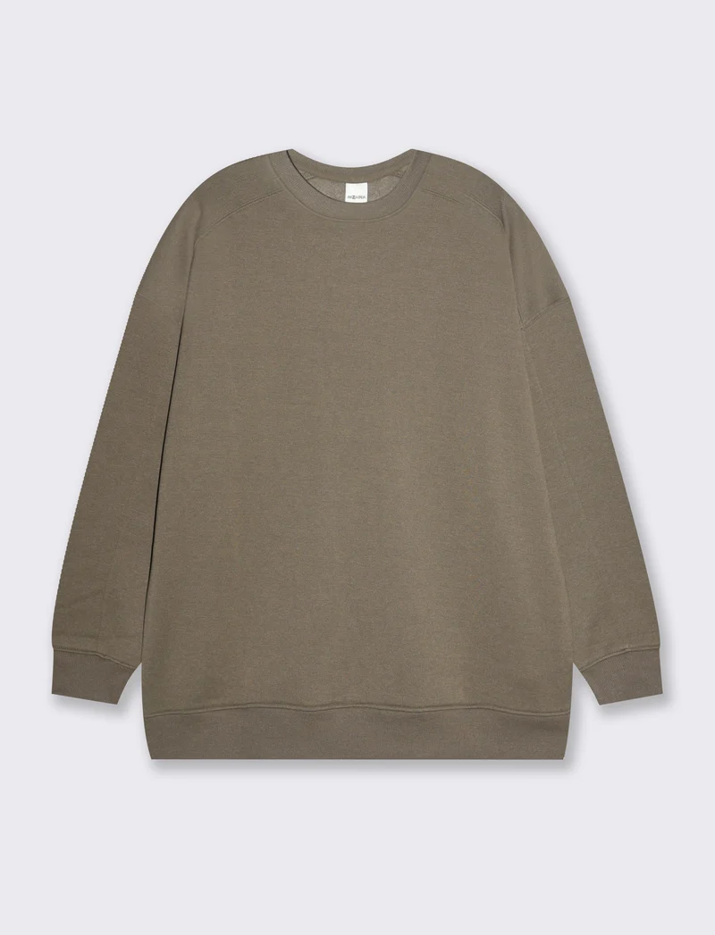Felpa basic girocollo oversize da donna - Verde salvia