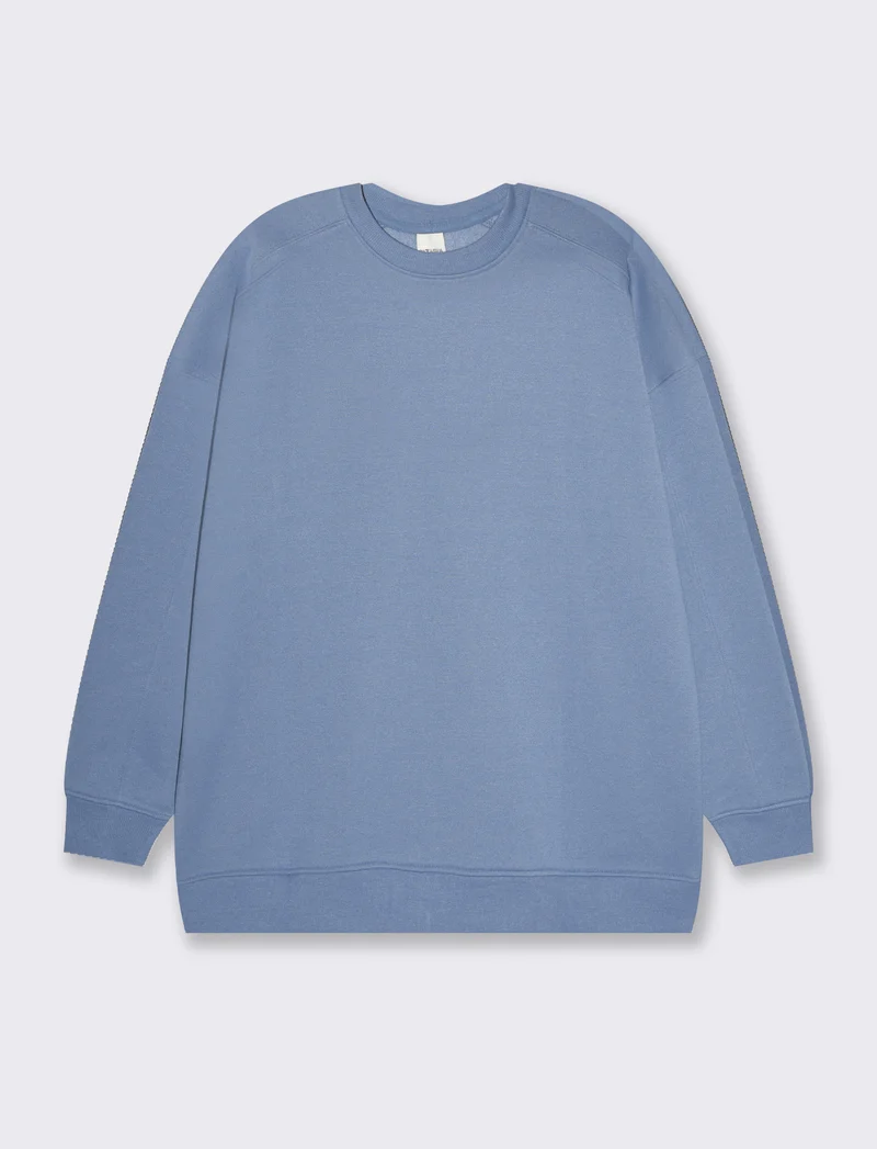Felpa basic girocollo oversize da donna - Denim