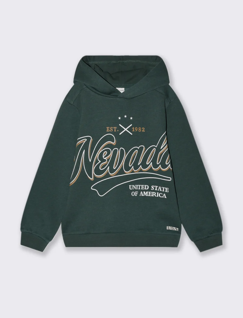 Felpa con cappuccio stampa maxi da bambino - Verde