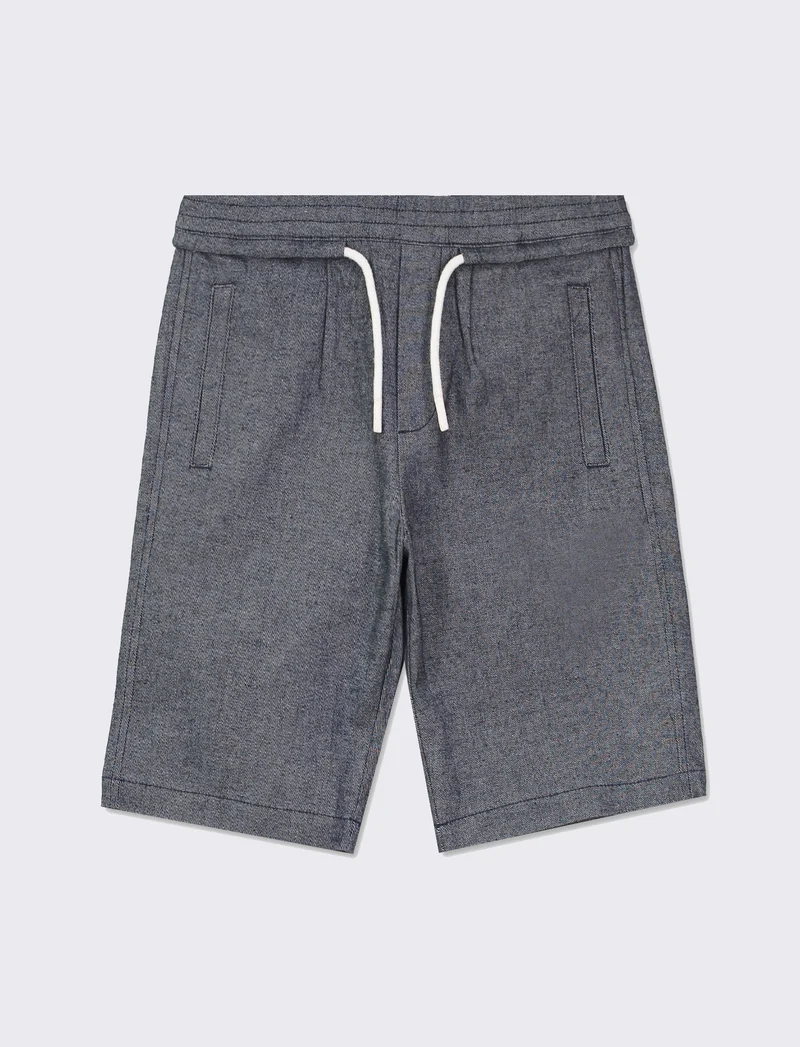 Bermuda in twill in misto lino da bambino - Blu