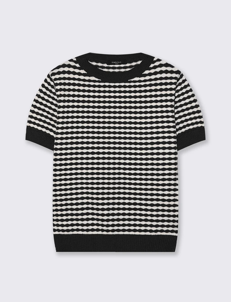 t-shirt in maglia - Nero