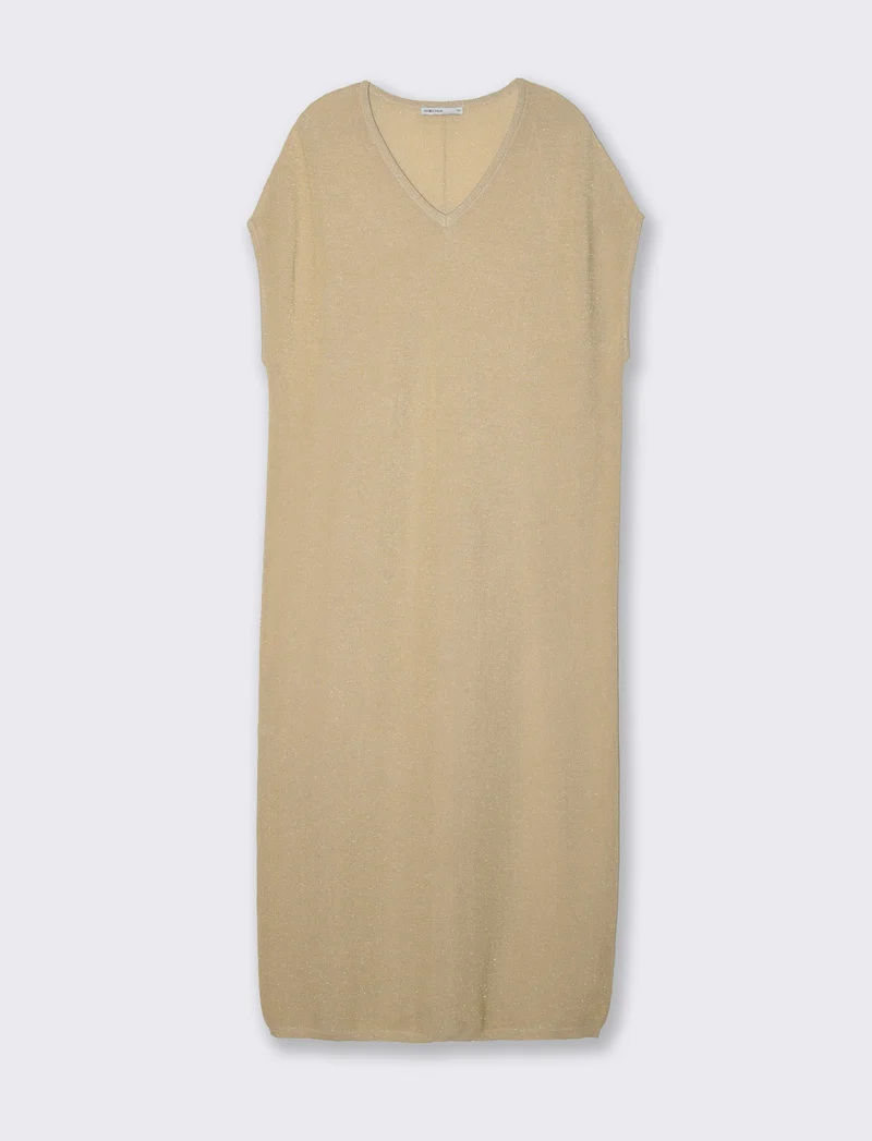 Vestito lungo in maglia da donna - Beige