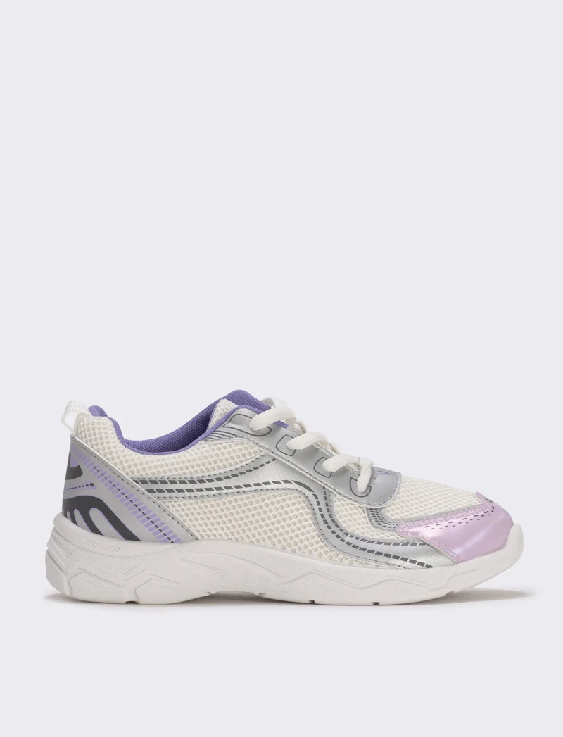 Sneakers bianche con riporti colorati per bambina - Bianco