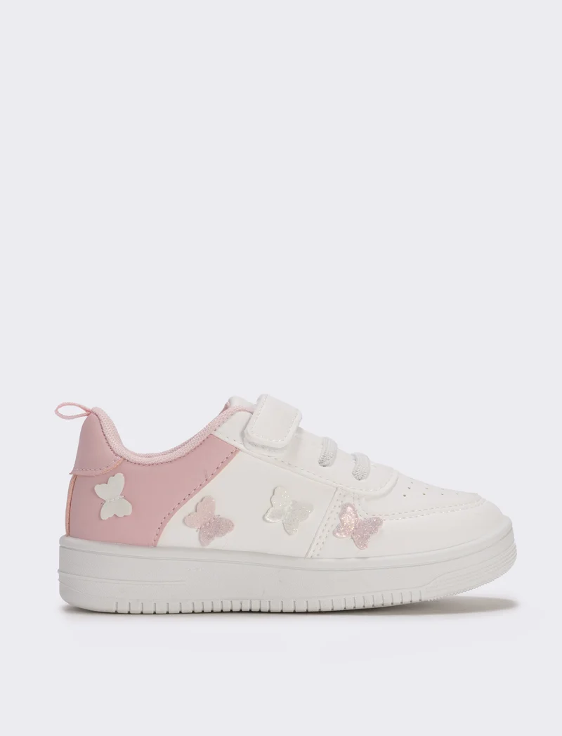 Sneakers bambina con farfalle 3D - Bianco