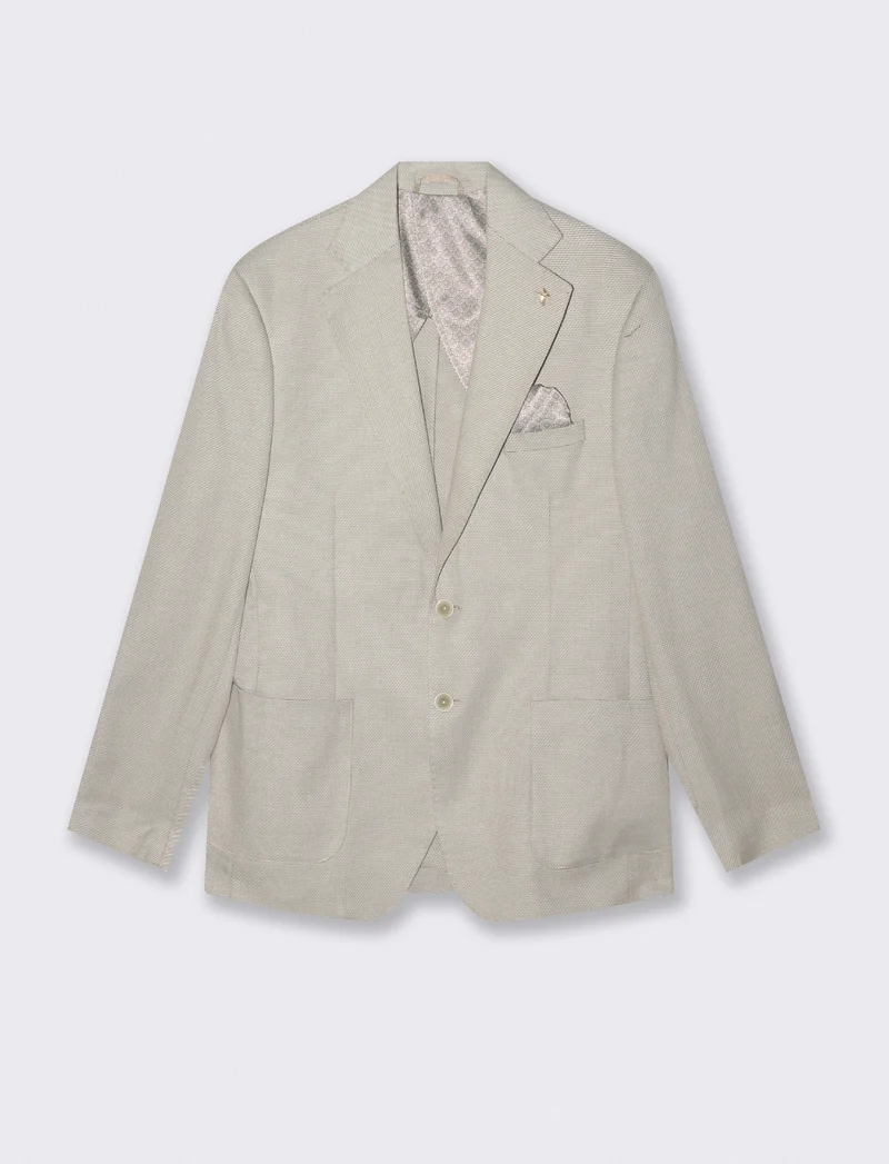 Blazer Oxford con Colletto a Revers - Beige