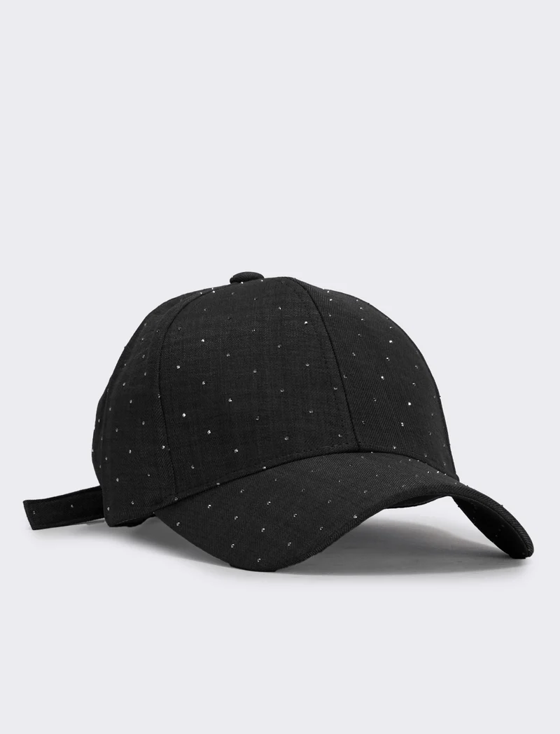Cappello baseball con strass - Nero