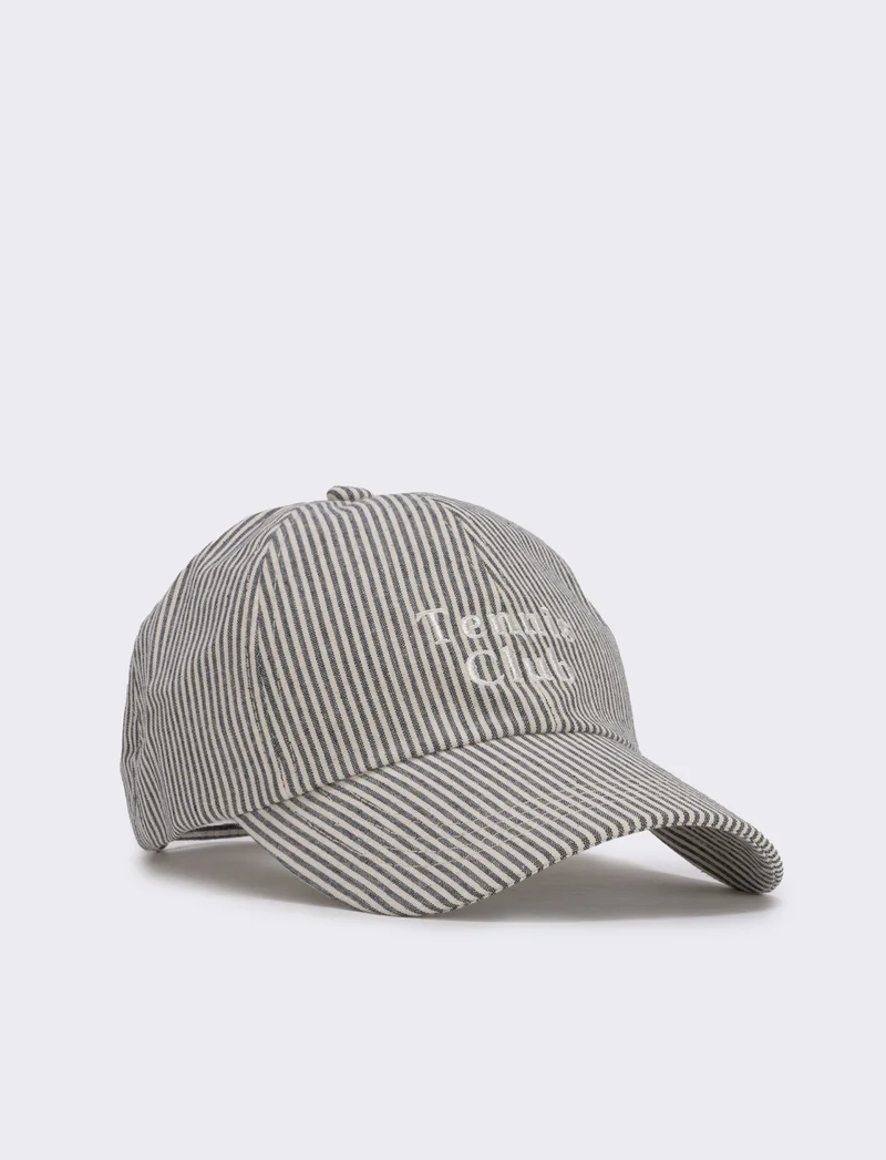 Baseball rigato con scritta tennis club - Blu