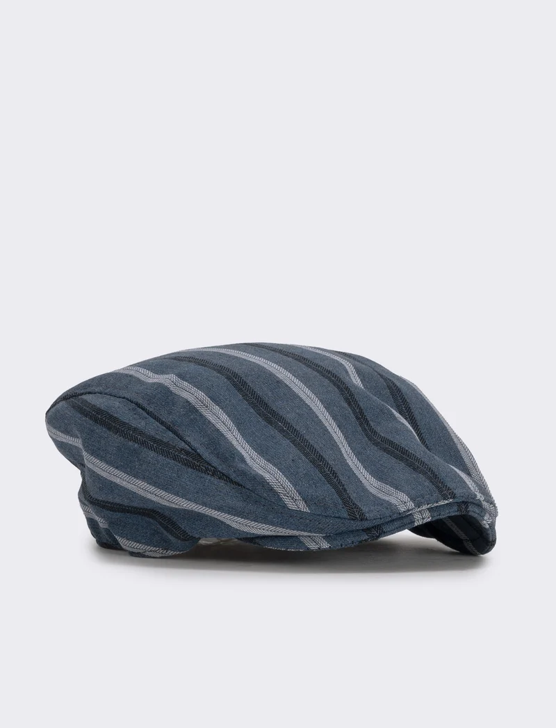 Cappello coppola in tessuto rigato - Blu