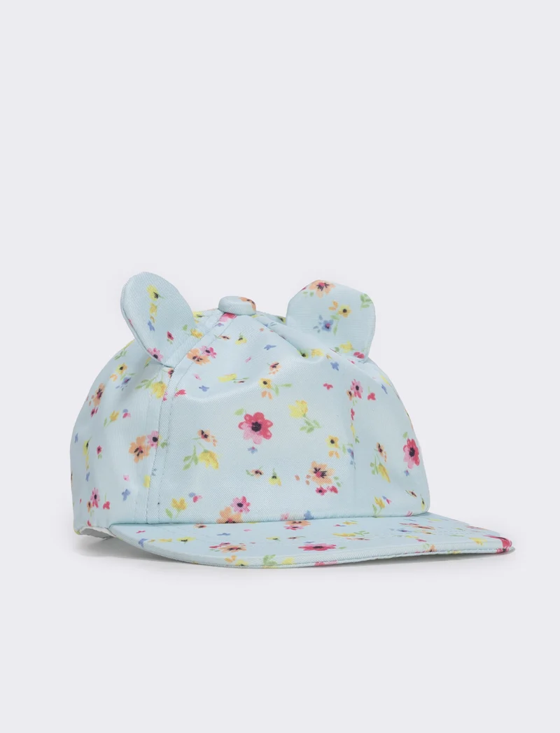 Cappellino con orecchie e fiori - Denim