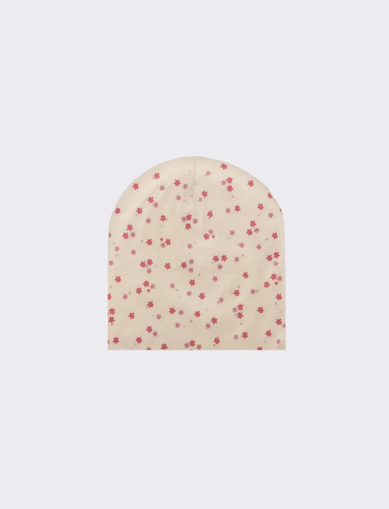 Cappello cuffia con fiorellini colorati - Bianco panna