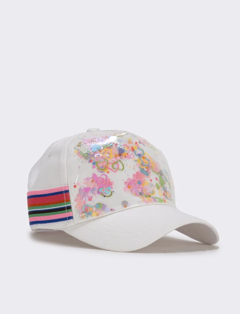 Cappello baseball con applicazioni per bambina - Bianco