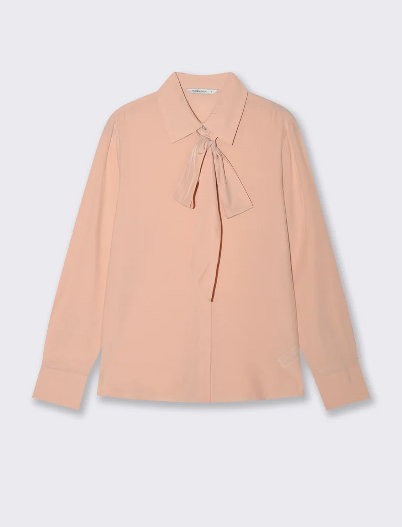 Camicia con fusciacca al collo e maniche lunghe - Pesca