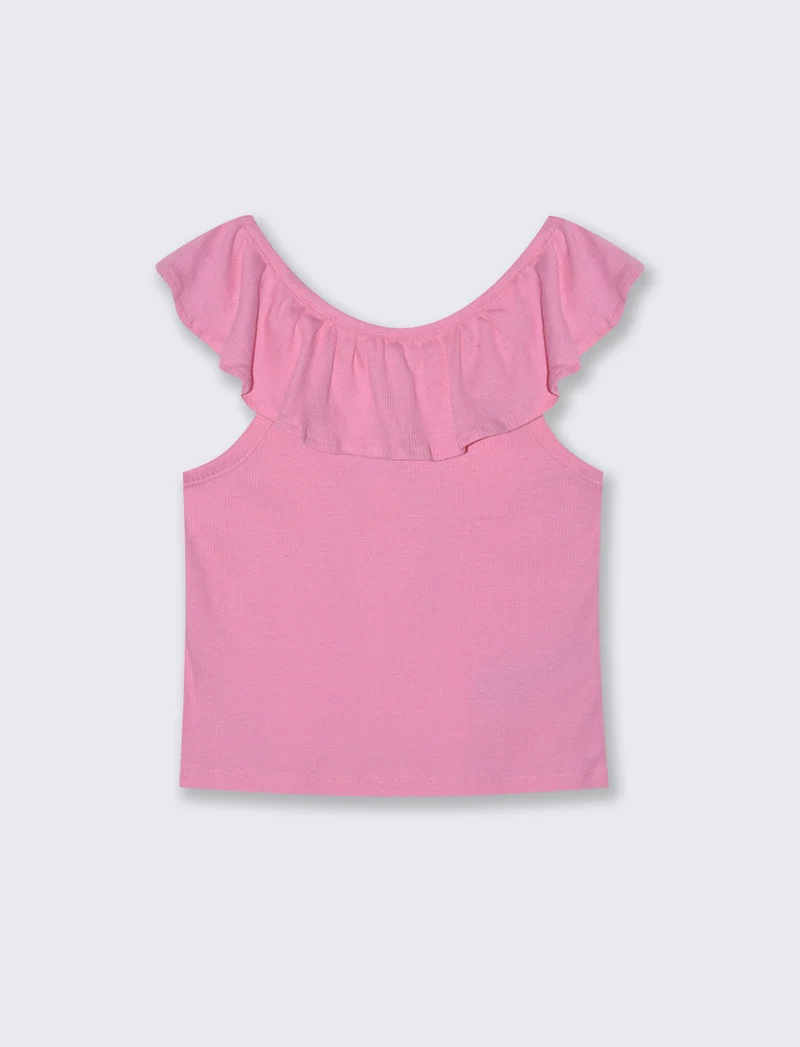 Top rouches in costina per l'estate - Rosa