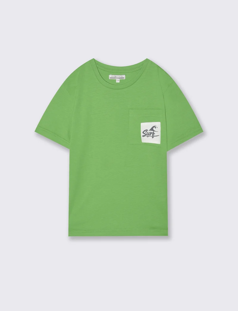 T-shirt con taschino per il tempo libero - Verde prato