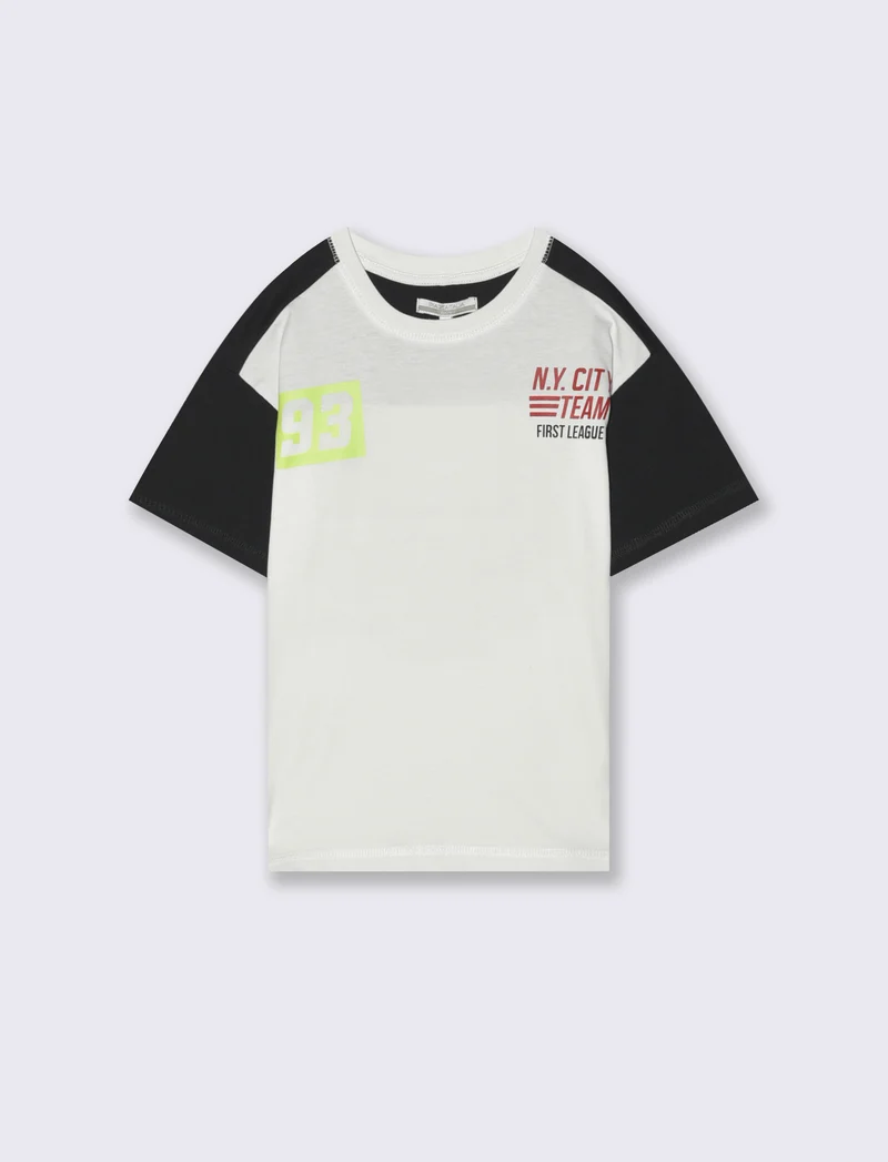T-shirt girocollo maniche in contrasto - Bianco