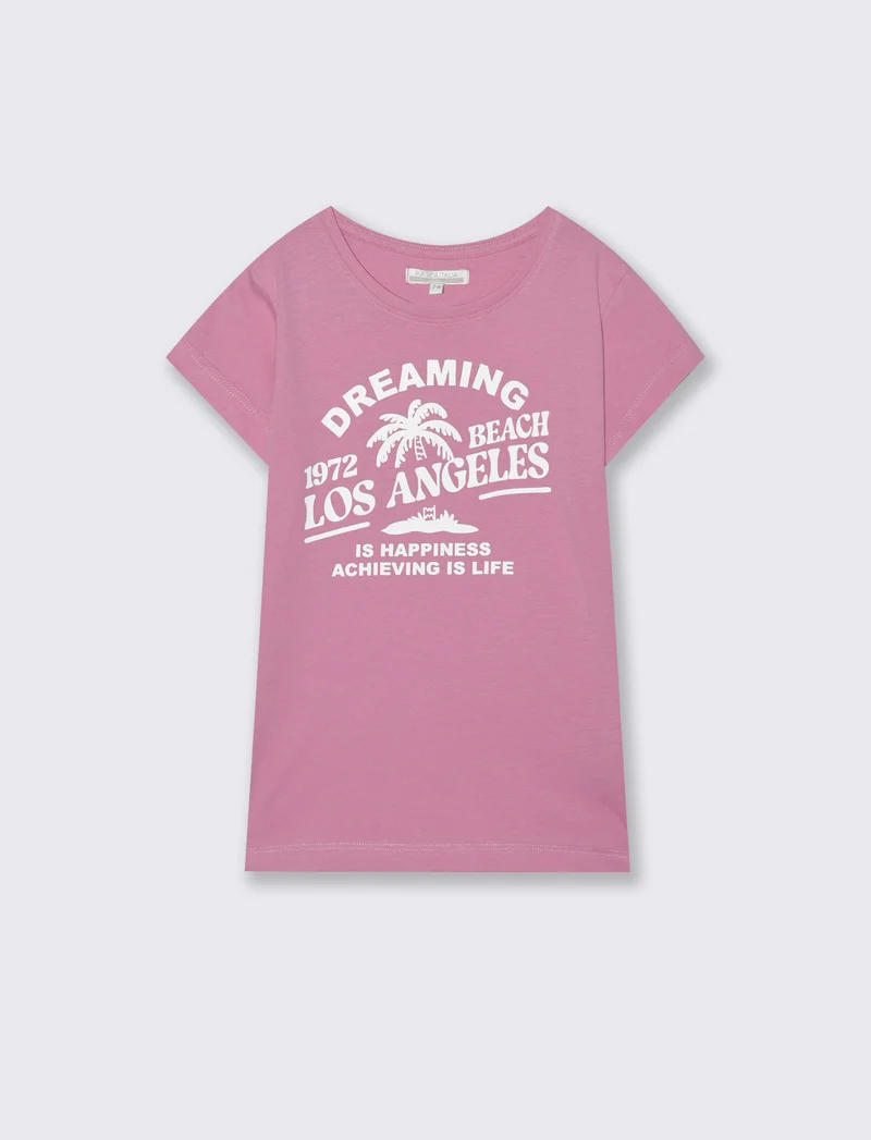 T-shirt estiva bambina con stampa colorata - Rosa candy