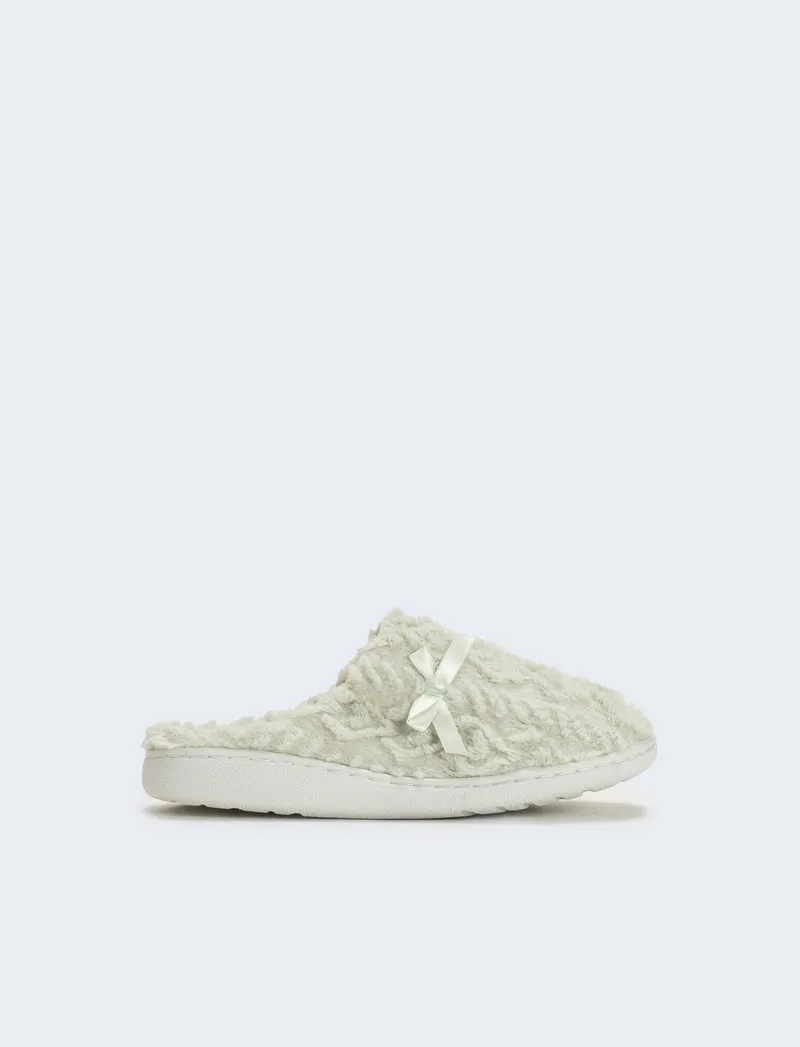 Pantofola da donna con fiocco laterale - Turchese