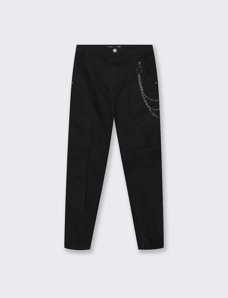 Pantalone con Catena e Elastico - Nero
