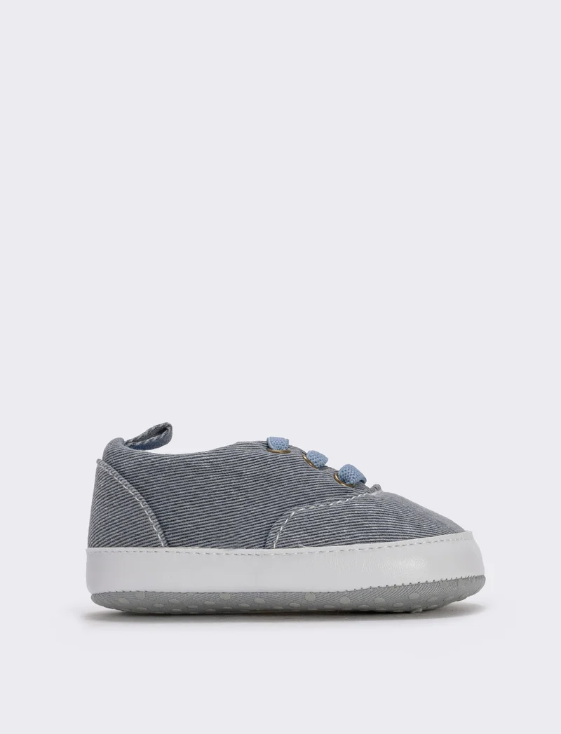 Scarpa in denim per neonato con lacci - Denim
