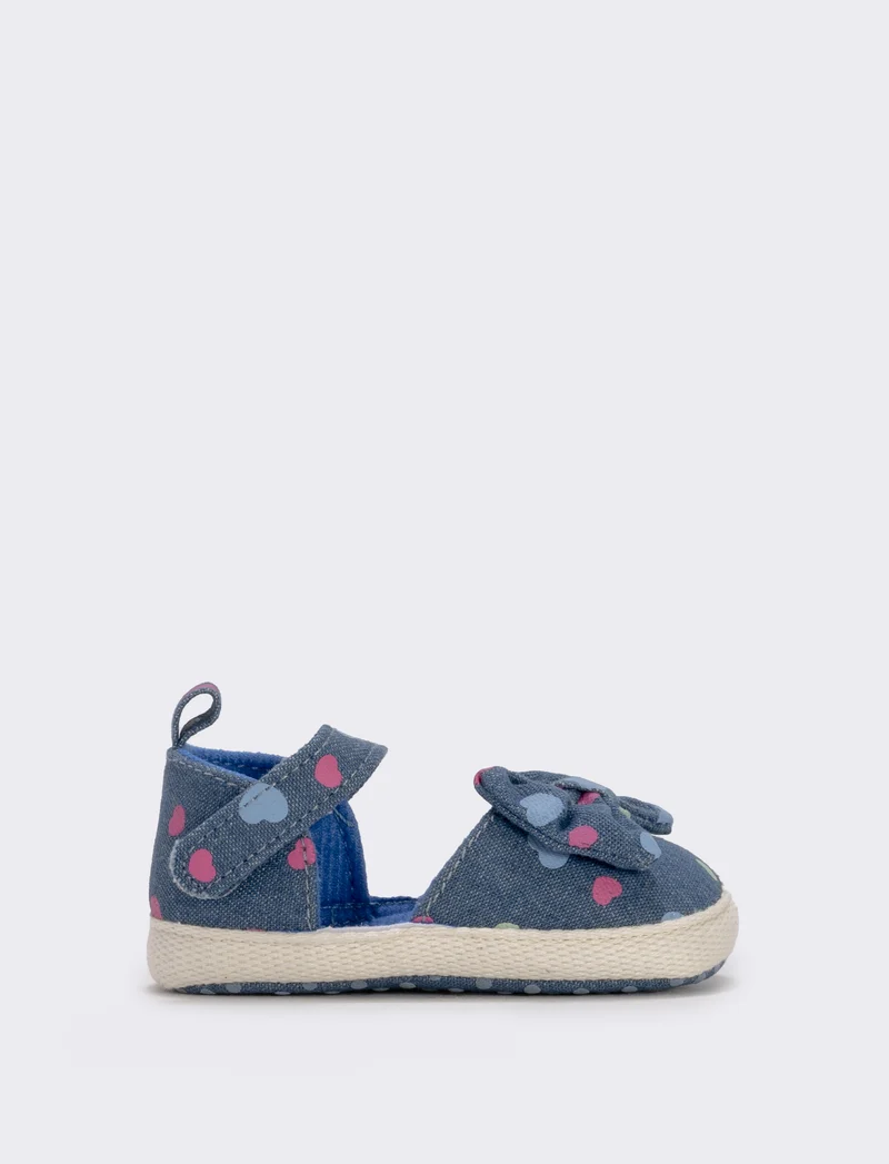 Scarpa in denim con fiocco e pois antiscivolo - Denim