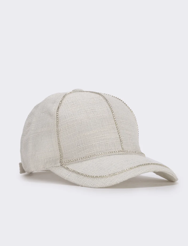 Cappello baseball con strass - Beige