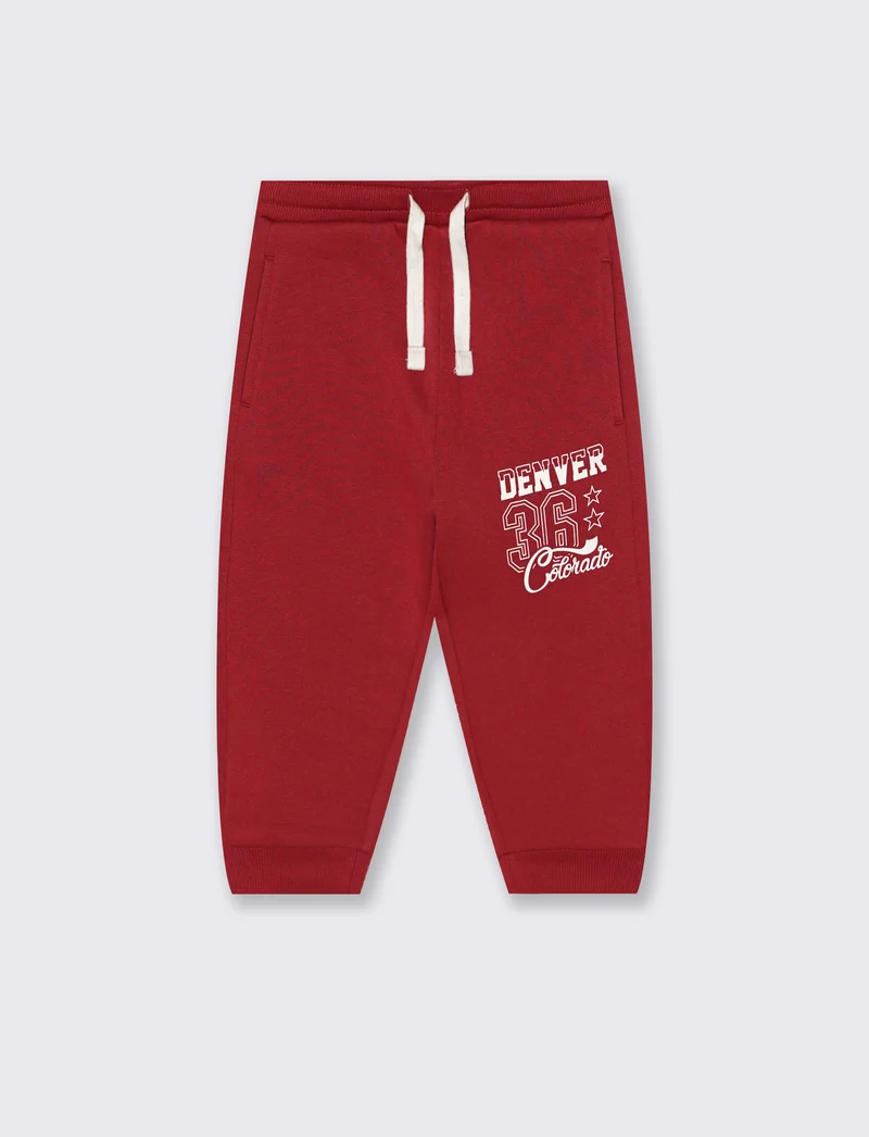 Jogger sportivi con stampa e costina - Rosso india
