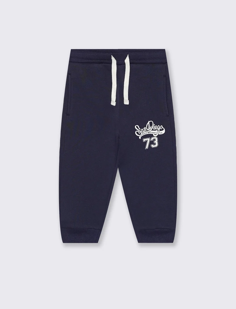 Jogger sportivi con stampa e costina - Blu