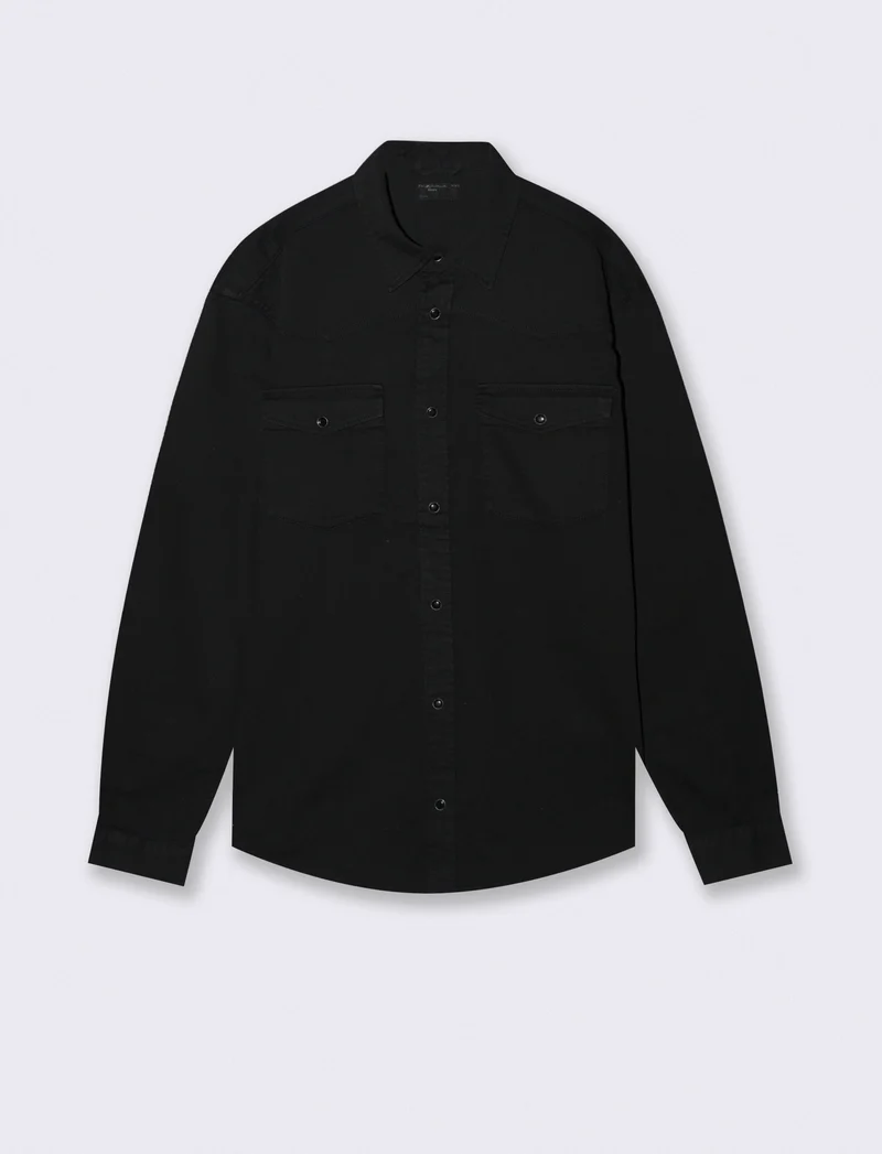 Camicia in denim colorato regular fit - Nero